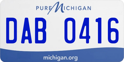 MI license plate DAB0416