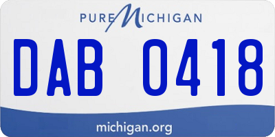 MI license plate DAB0418