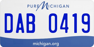 MI license plate DAB0419