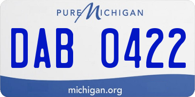 MI license plate DAB0422