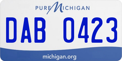 MI license plate DAB0423