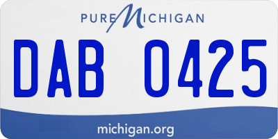 MI license plate DAB0425