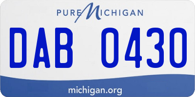 MI license plate DAB0430