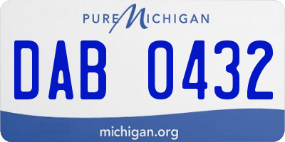 MI license plate DAB0432