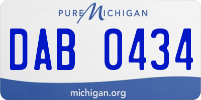 MI license plate DAB0434
