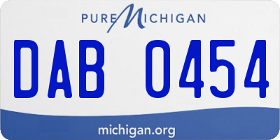 MI license plate DAB0454