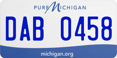 MI license plate DAB0458