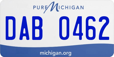 MI license plate DAB0462