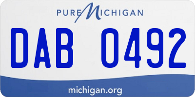 MI license plate DAB0492