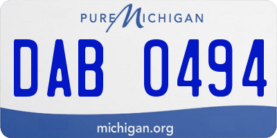 MI license plate DAB0494