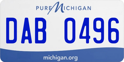 MI license plate DAB0496