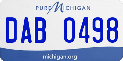 MI license plate DAB0498