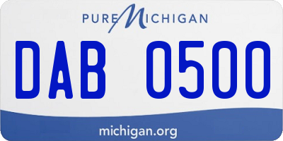 MI license plate DAB0500