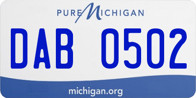 MI license plate DAB0502