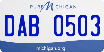 MI license plate DAB0503