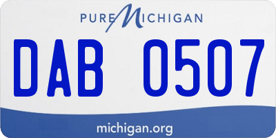 MI license plate DAB0507