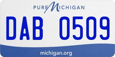 MI license plate DAB0509
