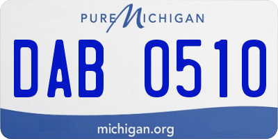 MI license plate DAB0510