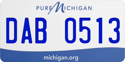 MI license plate DAB0513