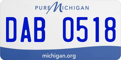 MI license plate DAB0518