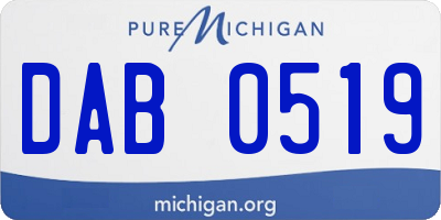 MI license plate DAB0519