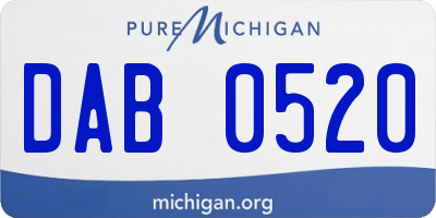 MI license plate DAB0520