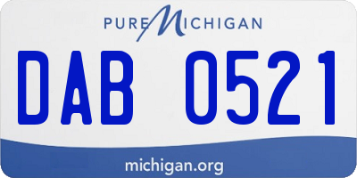 MI license plate DAB0521