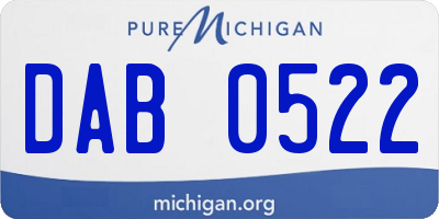 MI license plate DAB0522