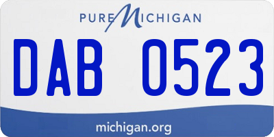 MI license plate DAB0523