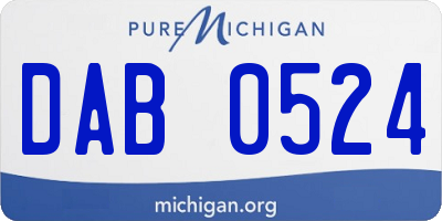 MI license plate DAB0524