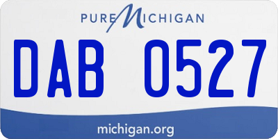 MI license plate DAB0527