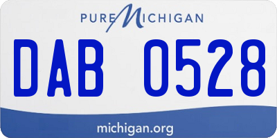 MI license plate DAB0528