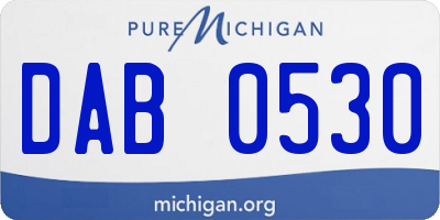 MI license plate DAB0530