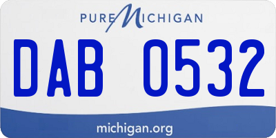 MI license plate DAB0532