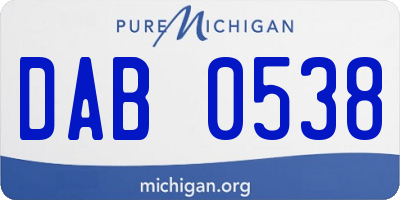 MI license plate DAB0538