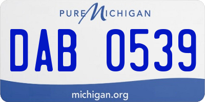 MI license plate DAB0539