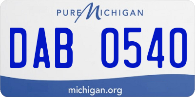 MI license plate DAB0540