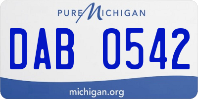 MI license plate DAB0542