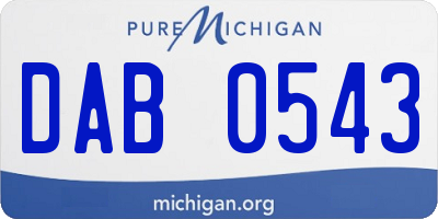 MI license plate DAB0543