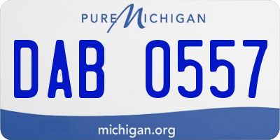MI license plate DAB0557
