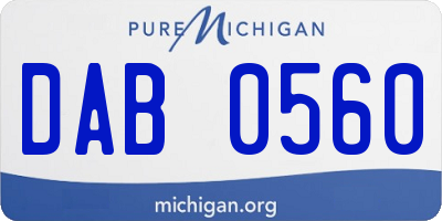 MI license plate DAB0560