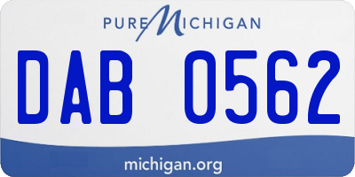 MI license plate DAB0562