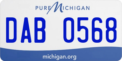 MI license plate DAB0568