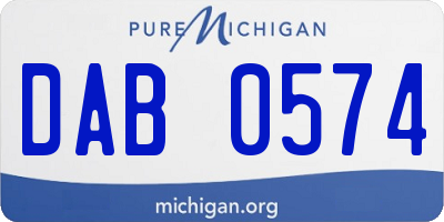 MI license plate DAB0574