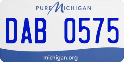 MI license plate DAB0575