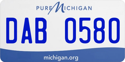 MI license plate DAB0580