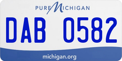 MI license plate DAB0582