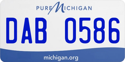 MI license plate DAB0586