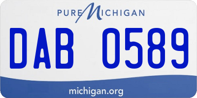 MI license plate DAB0589