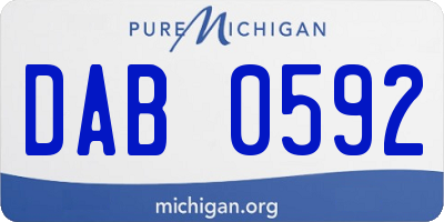 MI license plate DAB0592